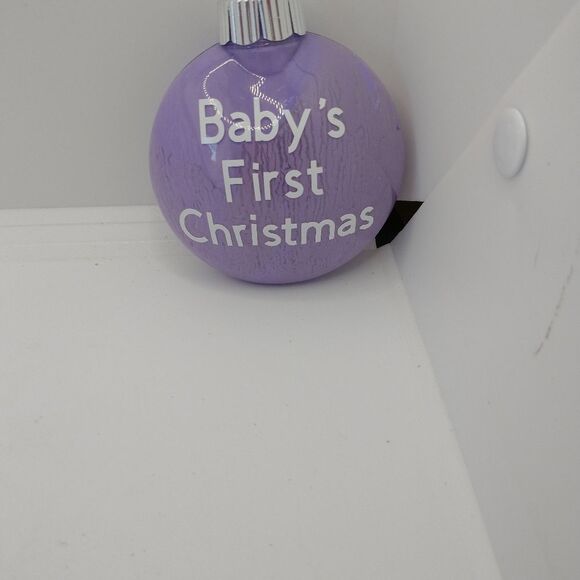 Hand Crafted Baby's First Christmas Decorations Ornament Plastic Bulb Purple - Picture 3 of 7